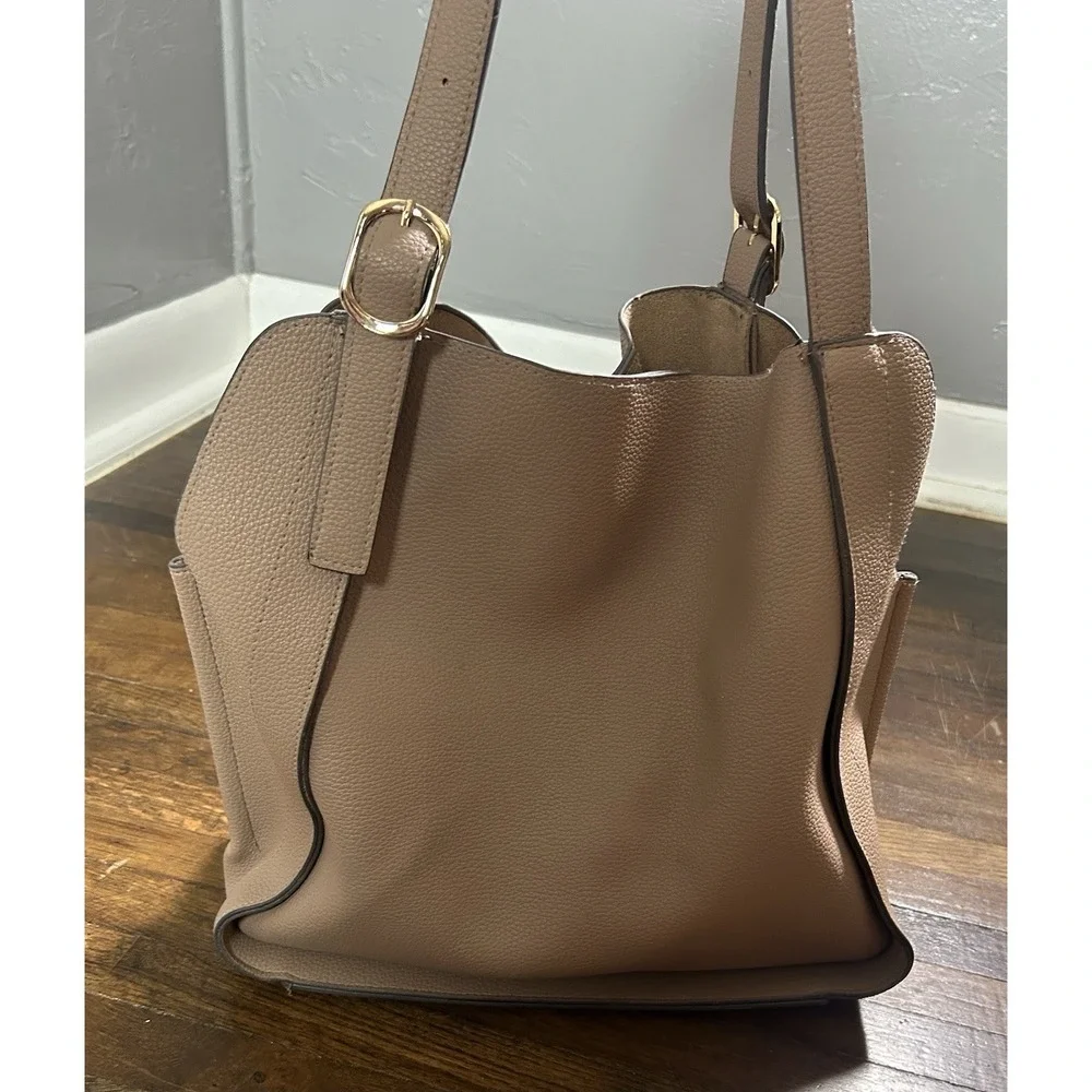 Susan Robert's Squared Beige/pink Slouchy Hobo Leather Bag Boho Western Timeless